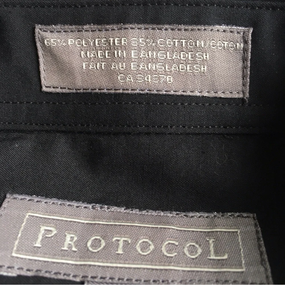 NWOT Protocol Black Dress Shirt Polyester/Cotton Blend Size 15 1/2 Sleeve 32/33 - Picture 5 of 7